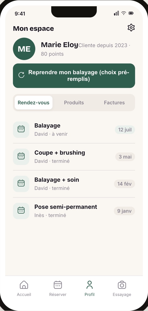 Profil client, historique